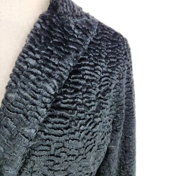 SALE Vintage Six Degrees Crushed Faux Fur Notched Collar Dinner Jacket - Picture 6 of 8